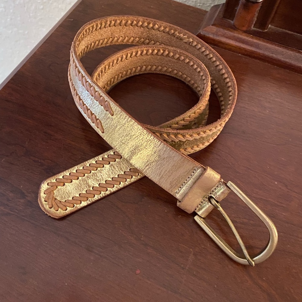 Gold Metallic Leather Belt